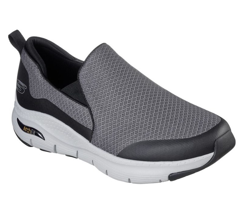 Skechers Herr Grå/Svarta Slip On - Arch Fit - Banlin - Sverige (ORXWG-9815)